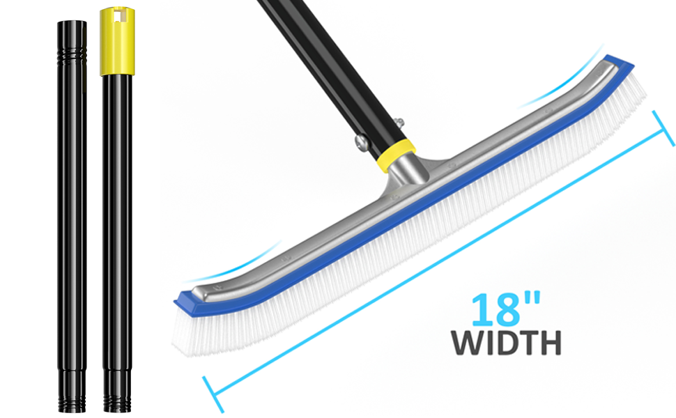 Pool Brushes for Cleaning Pool Walls with Pole, 4FT 8FT Pool Brush Head for Above