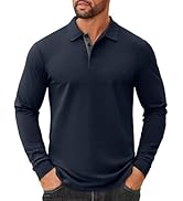 COOFANDY Mens Cotton Polo Shirts Long Sleeve Casual Collared Shirt Classic Golf T Shirt