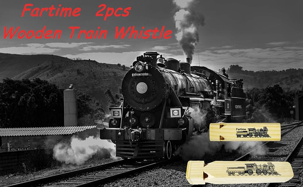 Wooden Train Whistle 4 Tone Toddlers Educational Party Favors Toy Gift with Blast Chart for Children