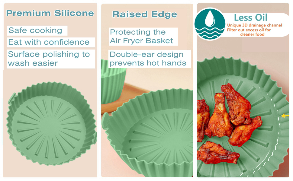 Silicone Air Fryer Liner,Large 10"/25cm Air Fryer Silicone Pot,Reusable