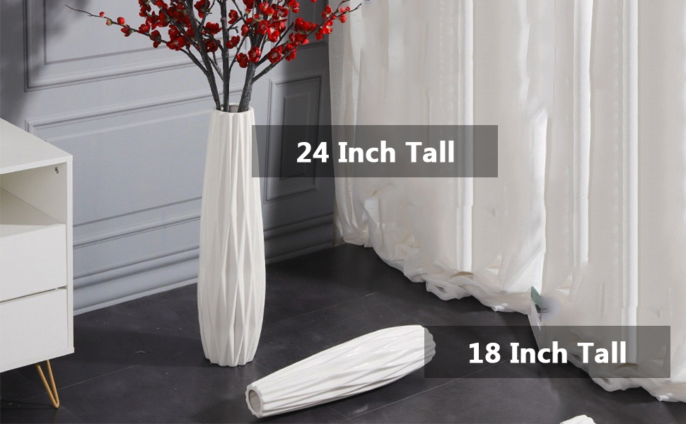 White Tall Floor Vase