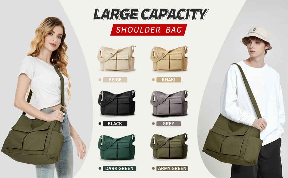 KALIDI Canvas Tote Shoulder Bags Womens Casual Messenger Crossbody Bag