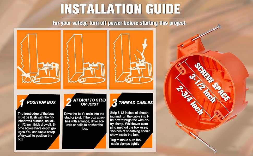 ハッピー　20BOX CLOUDY BAY Round Electrical Box,New Work Junction Box