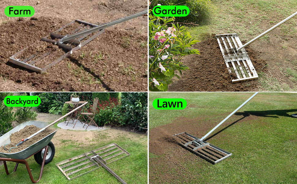 Rastrillo de nivel de césped de Denforste