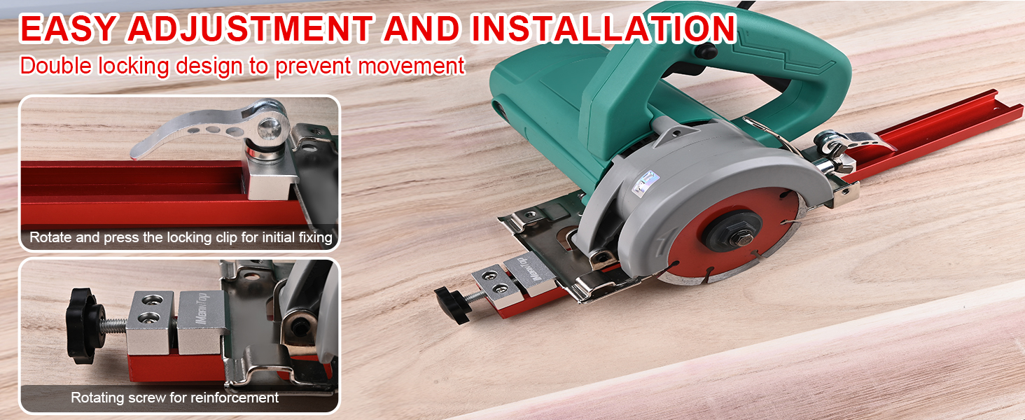 Circular Saw Guide Rail Fits 12" Saw Base, Aluminum Adjustable Cutting Machine Base Guide for Woodworking, Electric Circular Guide Specially Designed for Precision Cutting and Milling Tasks 15 saw guide for circular saw double locking design