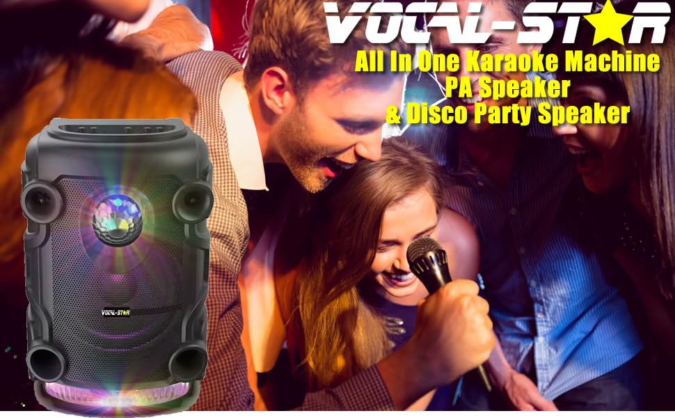 VocalStar Portable Karaoke Machine With Party Light Effects, 2