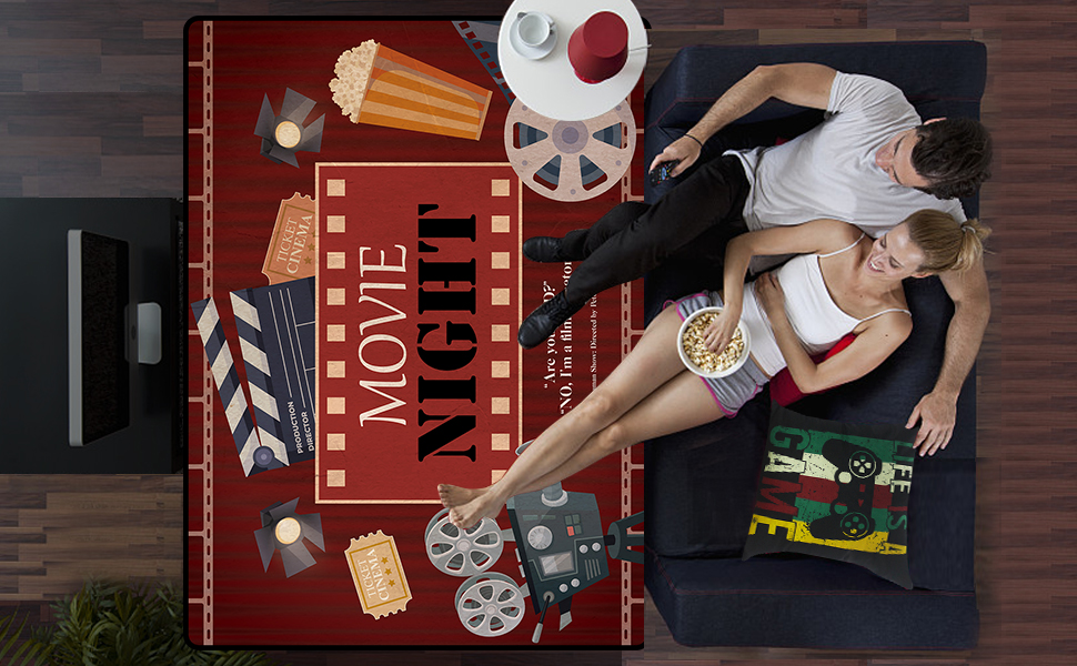 Lacut Movie Area Rugs, Home Theater Movie Night Floor Mat