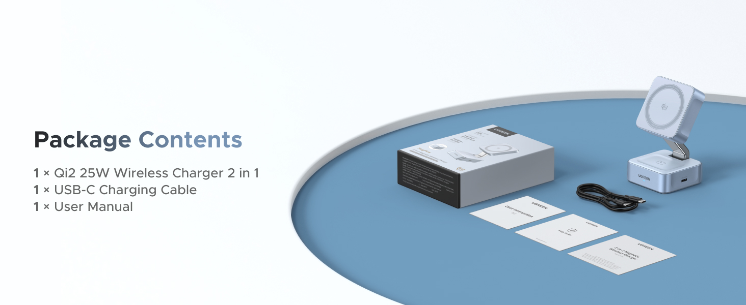 Text reads 'Package Contents'. Blue surface with white electronic components or cards laid out in an organized manner.