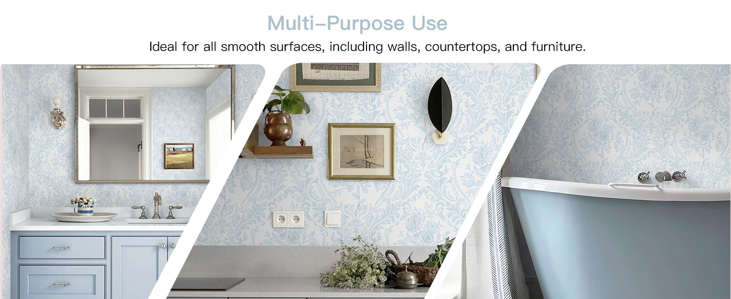 peel and stick wallpaper boho wallpaper vintage peel and stick wallpaper  blue floral wallpaper