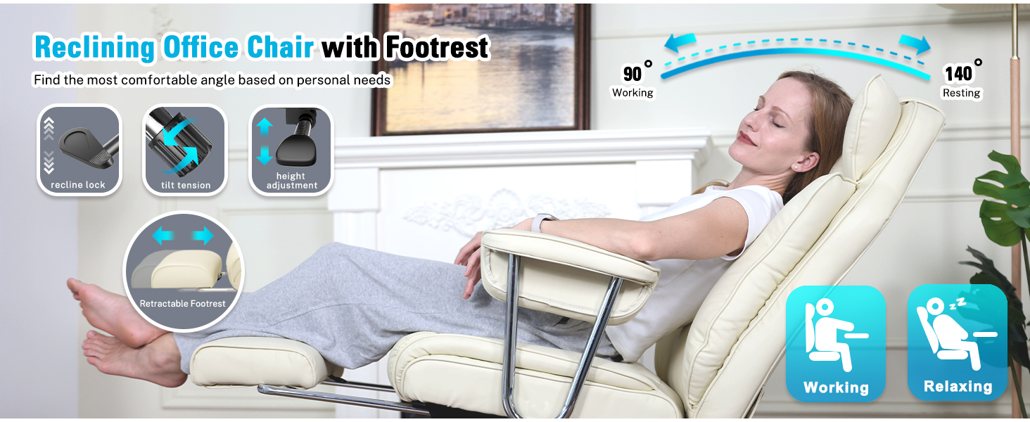 Executive Office Chair with Wheels,Leather Desk Chair with