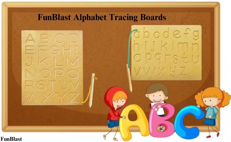 FunBlast Wooden Alphabet Tracing Board ABC Trace Letters Capital Alphabet Writing Practice