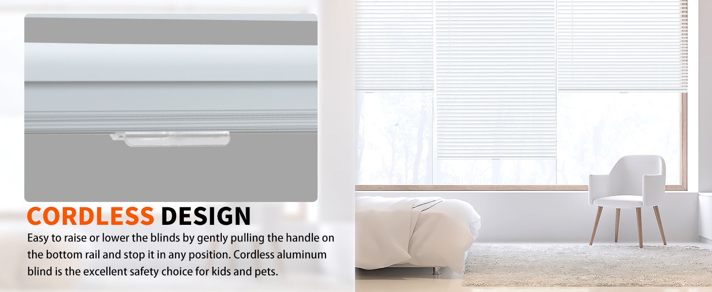 HIDODO Aluminum Mini Blinds for Windows Cordless Horizontal