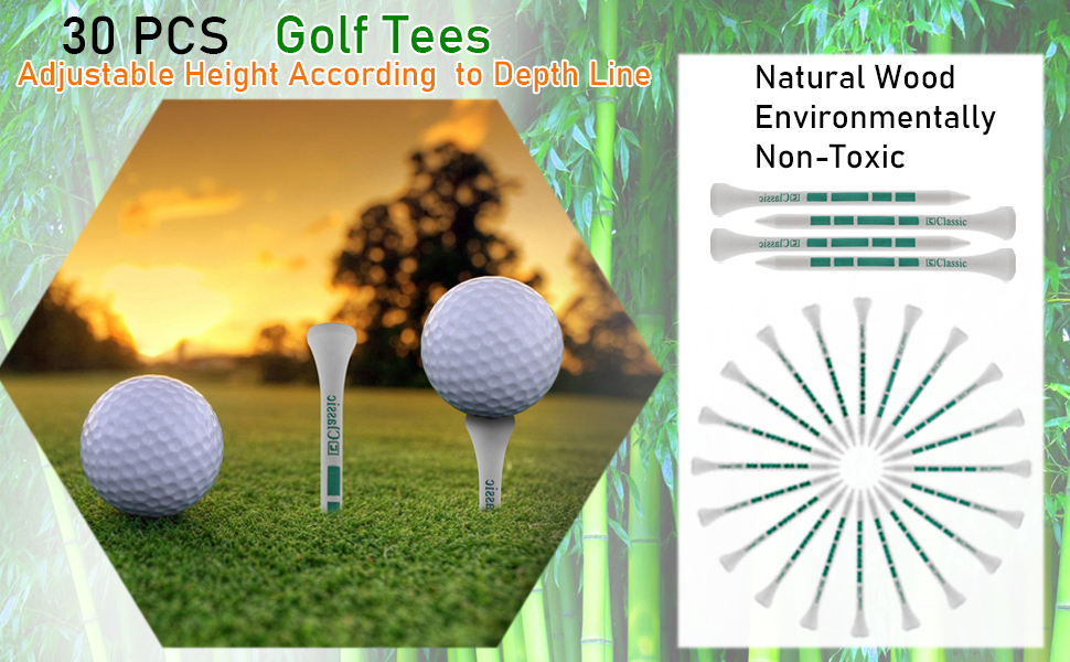 20 Pcs Premium Wooden Golf Tees