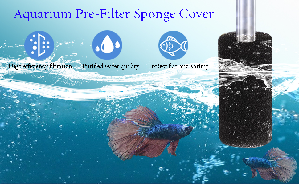 IAFVKAI 6 PCS PreFilter Sponge Aquarium Foam Sponge Roll Intake Filter Cover for
