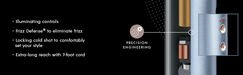 3 Heat 3 Speed Settings plus Locking Cold Shot. 7-foot line cord