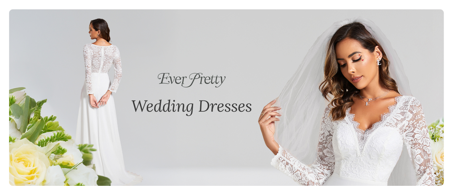 Classic Lace V-Neck Long Sleeves Sweep Train Wedding Dress