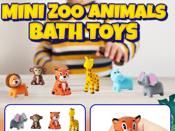 Zoo Animals Bath Toys Bath Tub Toys Cake Decor, Table Decorations 