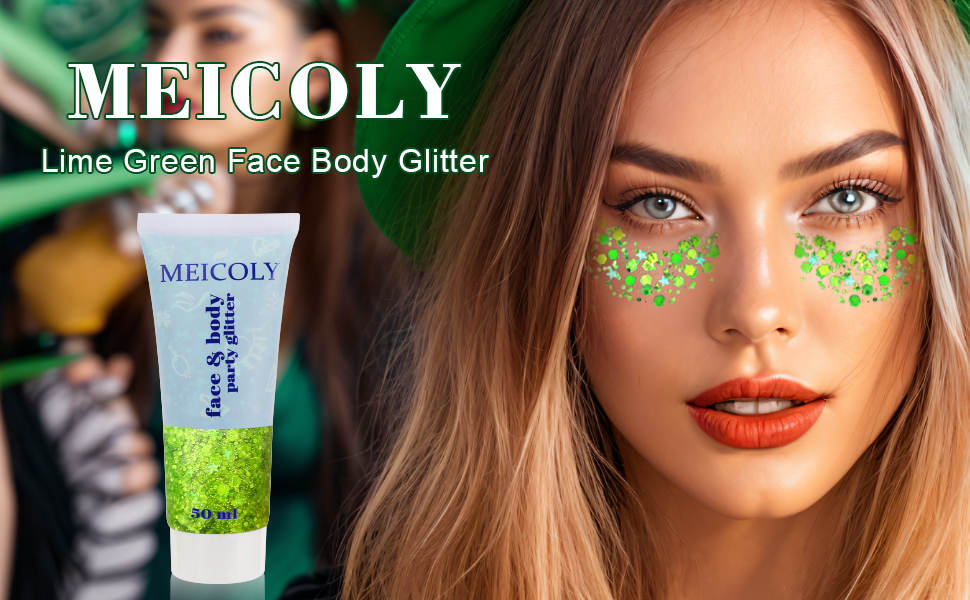 lime green face glitter