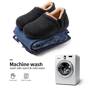 Zizor Pantuflas de Lana para Hombres con Memoria, Suela Dura ...
