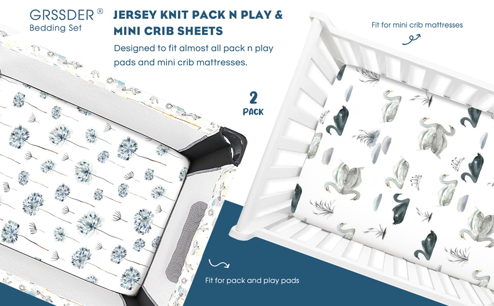 Stretch Ultra Soft Jersey Knit Fitted Pack n Play Sheets