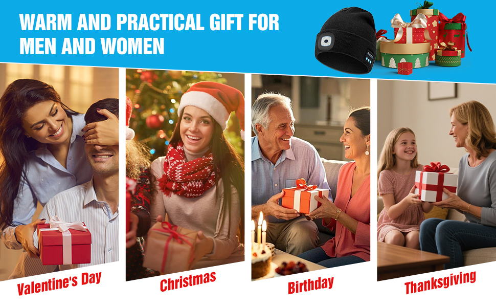 Warm wireless LED beanie, gift for men & women on festivals