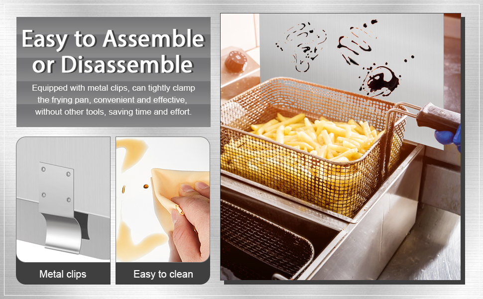 2 Packs Stainless Steel Fryer Splash Guard Commercial