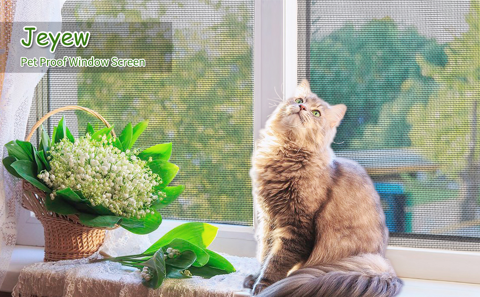 Jeyew Pet Screen 48'' × 100'', Upgraded Thicken Pet Proof Window Screen