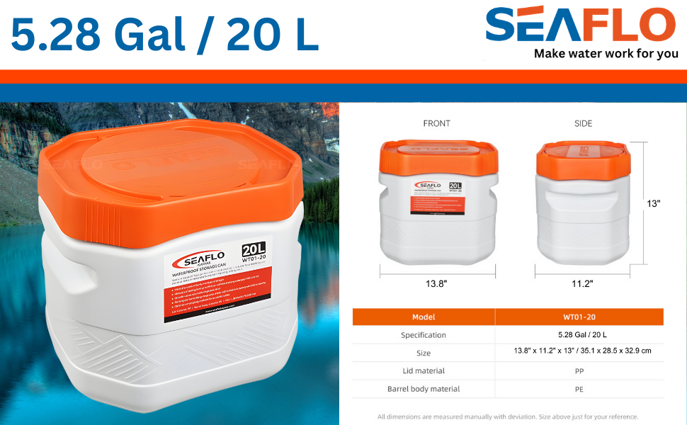 SEAFLO Waterproof Storage Bins with Lid for Marine, RV, Storage, Kayak, Camping