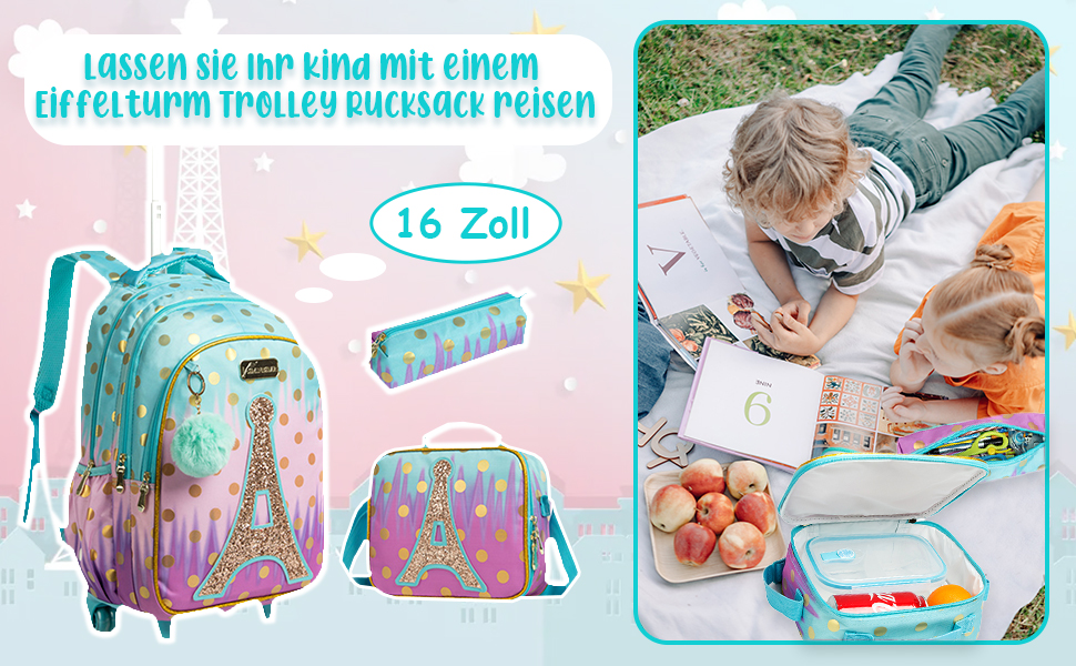 Sac à dos à roulettes Wenlia pour enfants