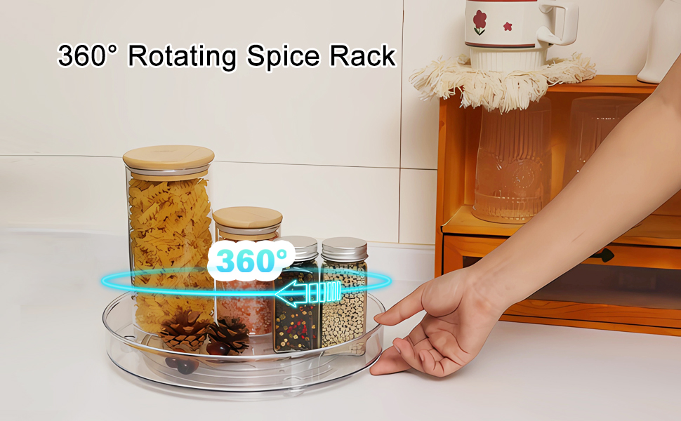 Abdeck 2 Pack Lazy Susan Cupboard Organiser (23.5cm+23.5cm) Fridge Lazy