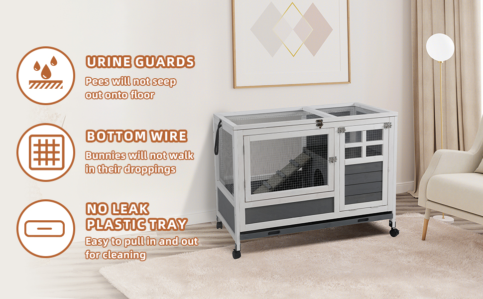 AniwuPaws Rabbit Hutch Indoor with Urine