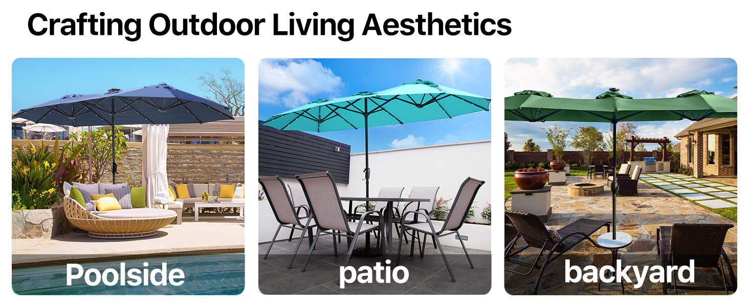 13ft Patio Umbrellas with LED Lights