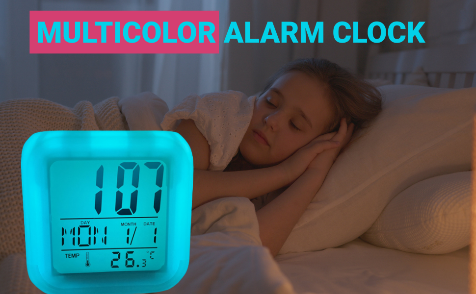 Buy Dizaa Plastic Automatic 7 Colour Changing LED Digital Alarm Clock