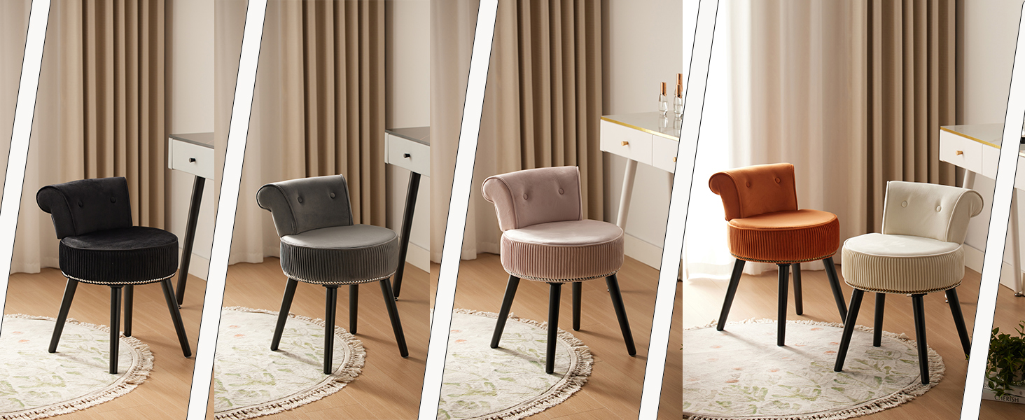 Vanity Stool Chair with Low Back