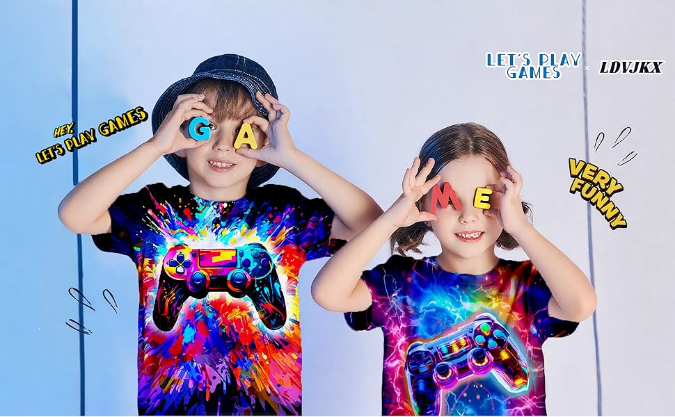 Ldvjkx Kids Neon Gaming T-Shirt
