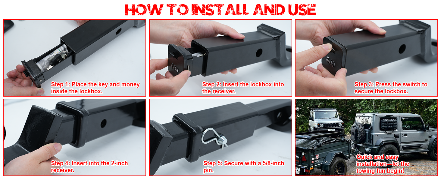 TYT Hitch Storage Combo 2" Trailer Hitch with 5/8" Hitch