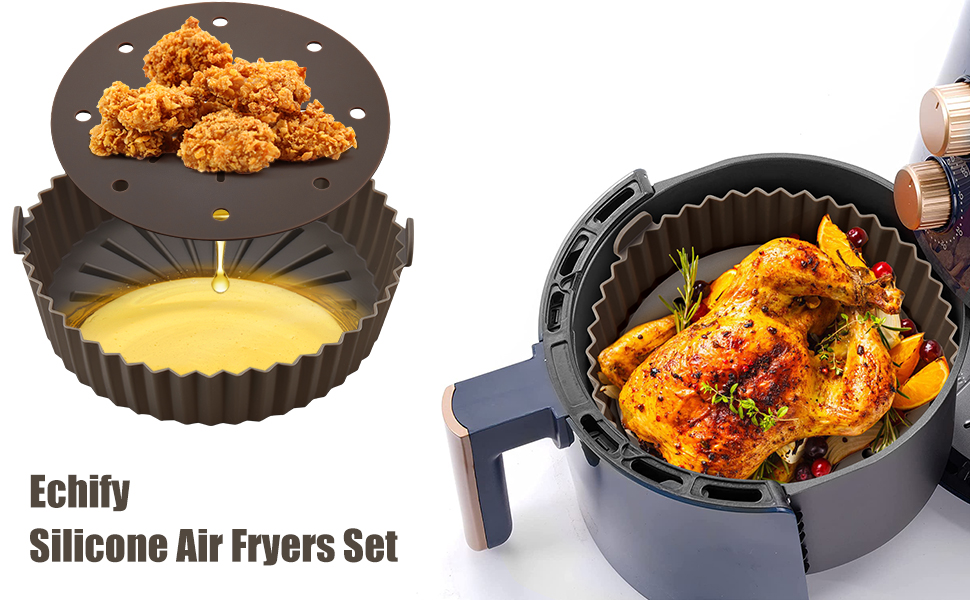 Echify Silicone Air Fryer Liner 24cm 9.5 Inch Reusable Air Fryer