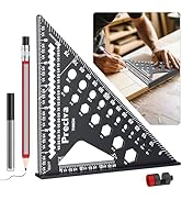 Preciva Carpenter Square 7 inch, 1/16" Precision Rafter Square Aluminum Alloy with Limiter and Pe...
