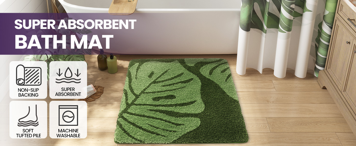 green bathroom rug