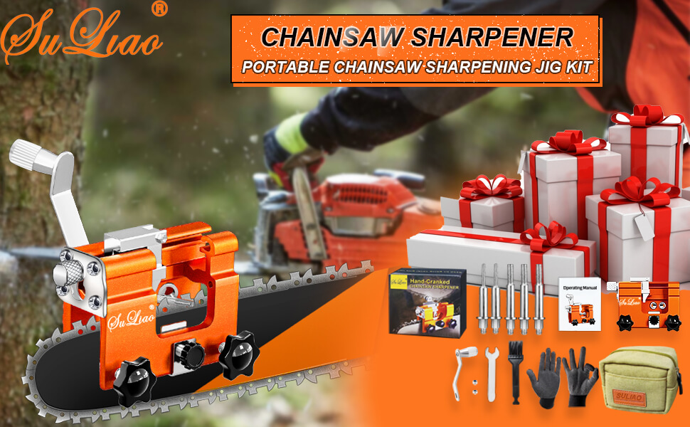 Chainsaw Sharpener Jig, Chain Saw Sharpening Tool with 5Pcs Tungsten