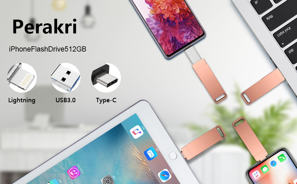 Photo Stick, Flash Drive for iPhone,3 in 1 iPhone Transfer