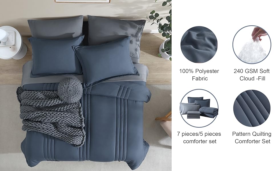 Monbix Comforter King Size Bed Set, King Comforters Set 7