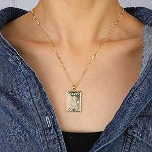 Gold Eiffel Tower Pendant Necklace for Women