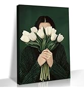 LSXARTQQ Vintage Emerald Green Abstract Woman Wall Art Funky Feminine Girl Aesthetic Canvas Wall ...
