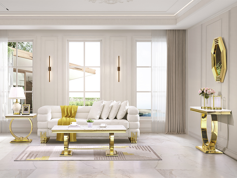 white gold living room tables