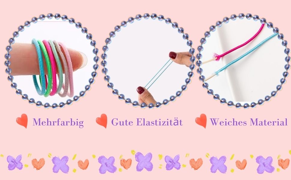 Haargummis Mädchen Bunt Elastisch Haargummis Multicolor Haarbänder Nichtmetall Klein Pferdeschwanz 