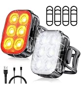 TEUMI Bike Lights Front and Back, Rechargeable Bike Lights for Night Riding, Waterproof IP65 Bicy...