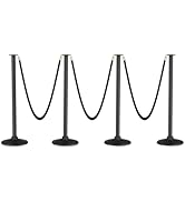 RoadHero Plastic Stanchion Post, Black Velvet Ropes and Poles with Weighted Base, Ropes Safety Ba...