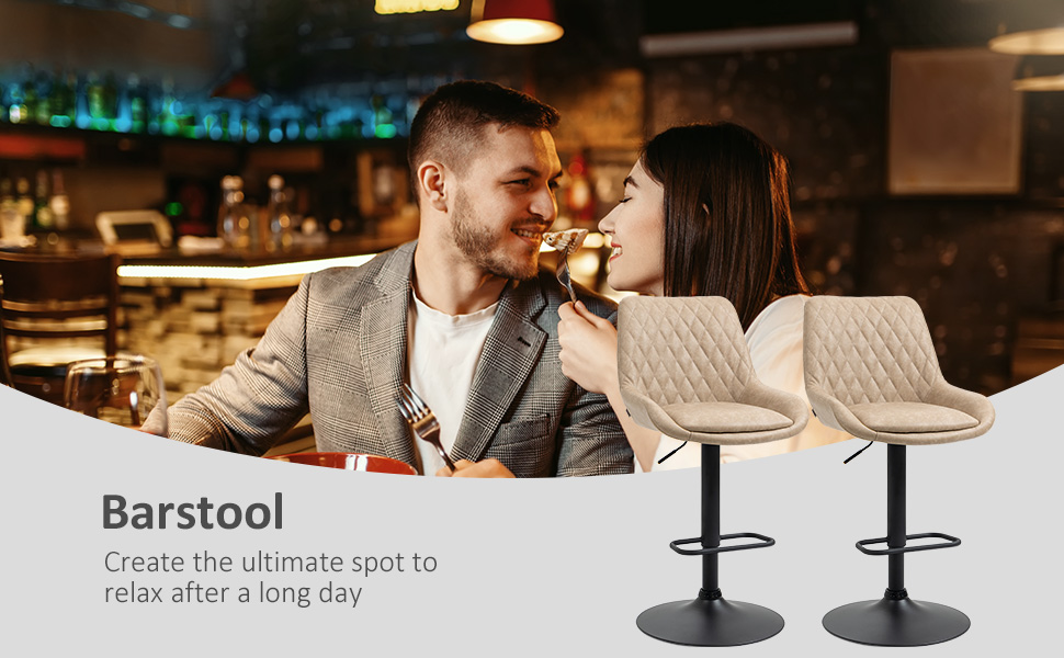 Adjustable Bar Stools Set of 2, Retro Swivel Kitchen Stool