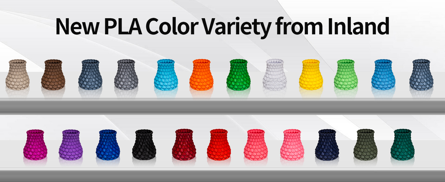 Inland PLA Filament 1.75mm Black 1KG, 3D Printer Filament Dimensional Accuracy +/- 0.02mm, 1kg Spool (2.2lbs) Fits Most FDM 3D Printers (Coal Black, 1 Pack) 14 New PLA Colors from Inland Filament